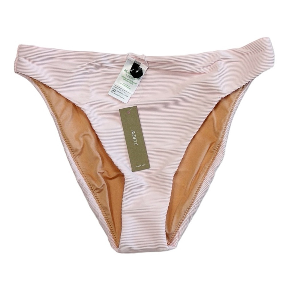 J. Crew Ribbed High Rise Cheeky‎ Bikini Bottom Women's M Pink New BE808